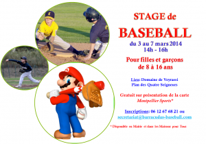 Affiche Stage baseball hiver 2014